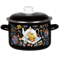 Кастрюля 2,0 л цил черная с рис [ДЕСЕРТ К ЧАЮ]