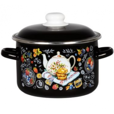 Кастрюля 2,0 л цил черная с рис [ДЕСЕРТ К ЧАЮ]