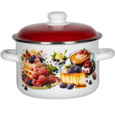 Кастрюля 2,0 л цил белая с рис [ЧИЗКЕЙК]