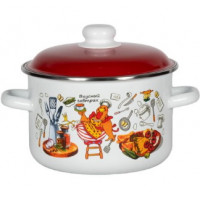 Кастрюля 3,0 л цил белая с рис [ЗАВТРАК]