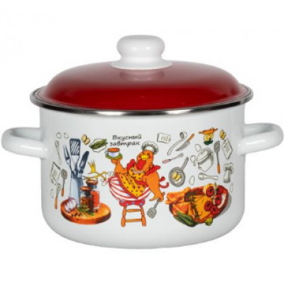 Кастрюля 4,0 л цил белая с рис [ЗАВТРАК]