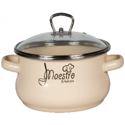 Кастрюля  2,0л тор слоновая кость с рис [МАЭСТРО]