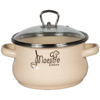 Кастрюля  3,0л тор слоновая кость с рис [МАЭСТРО]