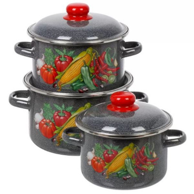 Набор кастрюль 3пр №02 (2+3+4л) КУКУРУЗА черн