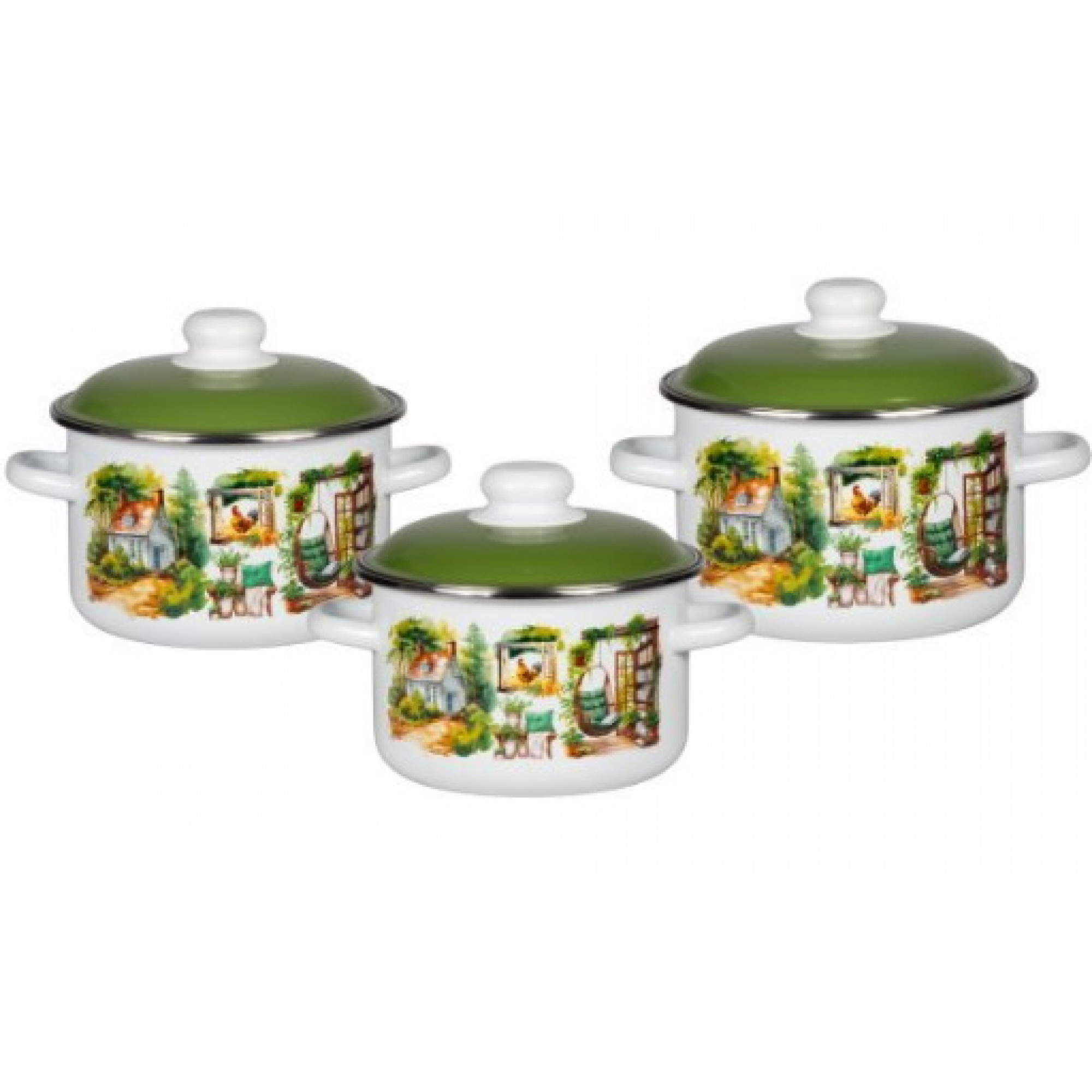 Набор кастрюль 3пр №02 (2+3+4л) ЛЕТО НА ДАЧЕ