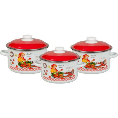 Набор кастрюль 3пр №02 (2+3+4л) ХОЗЯЮШКА  белый