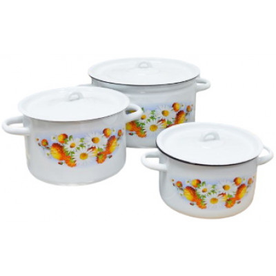 Набор кастрюль 3пр №112 (3+4,5+7л) МАРГАРИТКИ-2