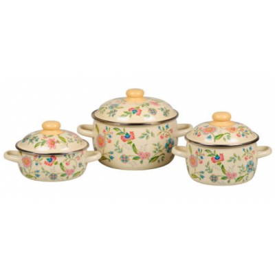 Набор кастрюль 3пр №05 (2+3+4л) ЛУГОВЫЕ ЦВЕТЫ