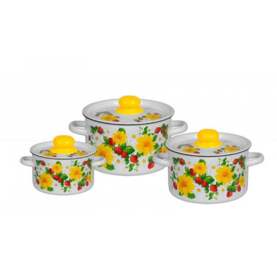 Набор кастрюль 3пр №144 (1,5л+2,9л+4,5л) ЗЕМЛЯНИКА