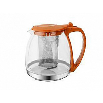 Заварочный чайник 1000 мл., (коричневый) жаропрочное стекло, метал. фильтр     (24)     80122