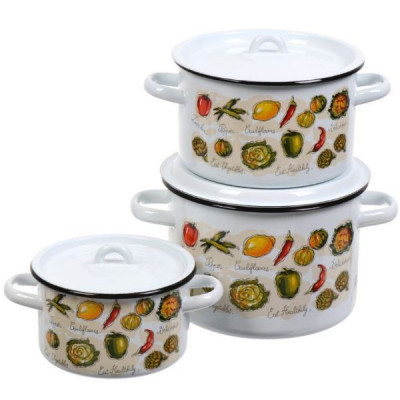 Набор кастрюль 3пр №33 (1,5л;2,9л;4,5л) ГРАТЕН белый