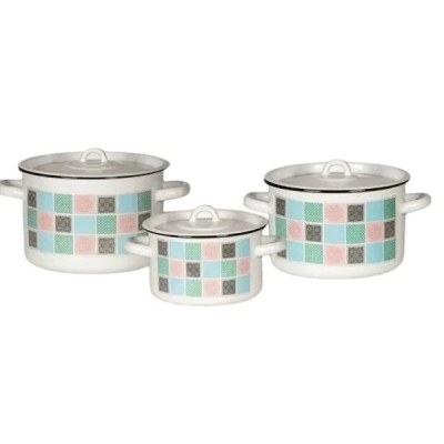 Набор кастрюль 3пр №33 (1,5л;2,9л;4,5л) ПАСТЕЛЬ] белый