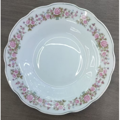 Тарелка суповая фарфоровая 8" рис "Розовые цветочки"200мм