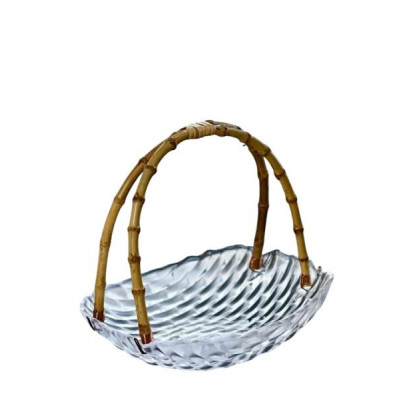 Корзинка стекло с бамбуковыми ручками 22.5*28см