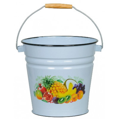 Ведро 12,0л эм с/к серо-голубое с рис [ЭКЗОТИКА]