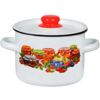 Кастрюля  2,9л цил белая с рис [ВАРЕНЬЕ]