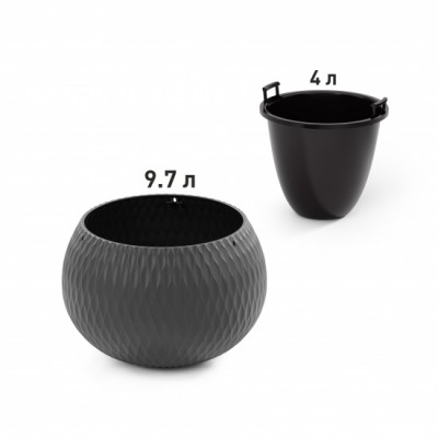 Кашпо "Жемчужина" 4л (графитовый) (уп.4)