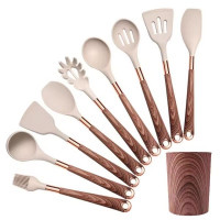 Набор кух. принадлежностей 10предметов, серо-коричневый
