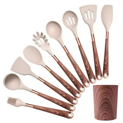 Набор кух. принадлежностей 10предметов, серо-коричневый