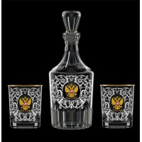Подарочный набор 3пр. арт.1330-ГДЗ4 "Россия" (графин "Цезарь"+2 стакана 250мл.)