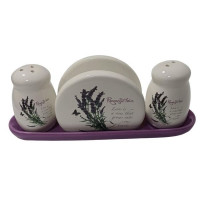 Набор для специй + салфетница "Лаванда" в п/у 23*6,5*9см
