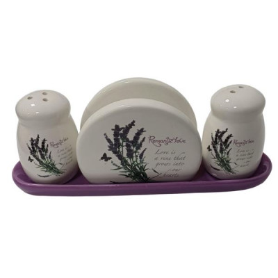 Набор для специй + салфетница "Лаванда" в п/у 23*6,5*9см