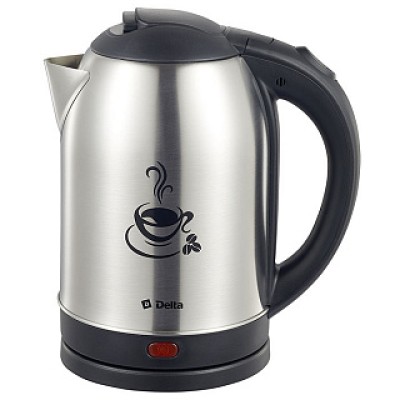 Чайник DELTA DL-1333  нерж.,черный "Coffee time": 1500 Вт, 2 л (12)
