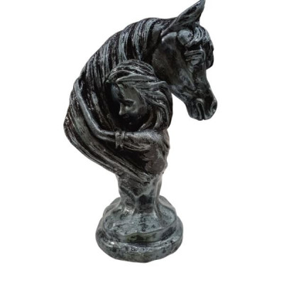 Копилка "Лошадь и девочка"серая 37*22см