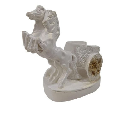 Статуетка "Колесница"белая золото 13*12см