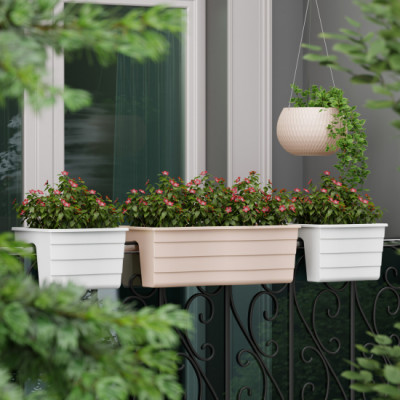 Кашпо на перила 585х280х200 большое (бежевый) (уп.5)