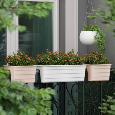 Кашпо на перила 585х280х200мм БОЛЬШОЕ БЕЛЫЙ