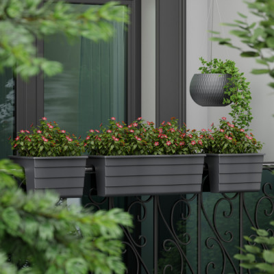 Кашпо на перила 585х280х200мм БОЛЬШОЕ ГРАФИТОВЫЙ