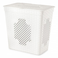 Корзина 85,0л д/белья БЕЛЫЙ [ПЛЕТЕНКА ЛЮКС]