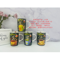 Кружка 590мл керамическая с рис"Биг кофе"микс 8,7* 13*13см