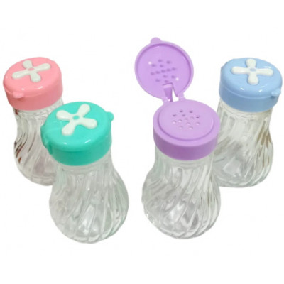 Солонка с крышкой, стекло и пластик, 8,5см, 100мл