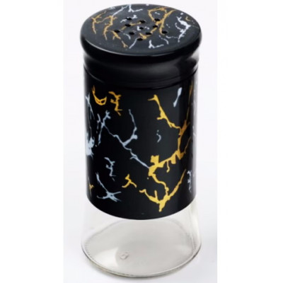 Баночка для специй "Мрамор", черный, стекло и пластик,11см, 150мл