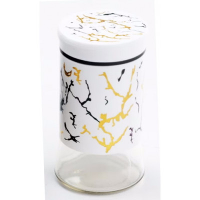 Баночка для специй "Мрамор", белый, стекло и пластик, 11см, 150мл