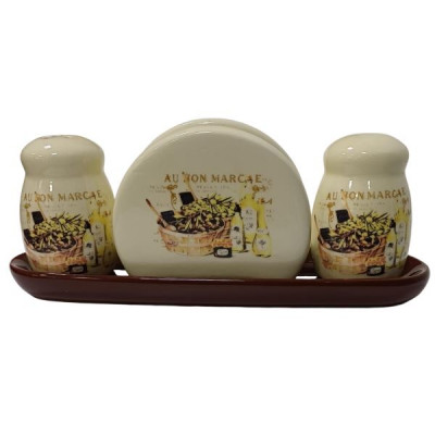 Набор для специй + салфетница "Олива" в п/у 23*6,5*9см