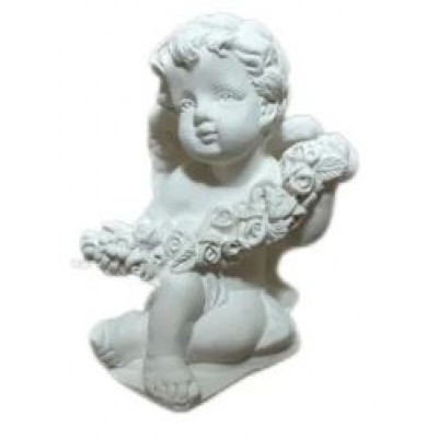 Фигурка из гипса Ангел с розами 5см, А-01