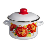 Кастрюля 3,0 л белая ПИОНЫ