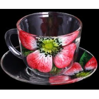 Чайный набор 4пр.250мл стекло Дуэт китайская роза