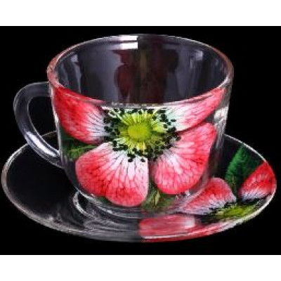 Чайный набор 4пр.250мл стекло Дуэт китайская роза