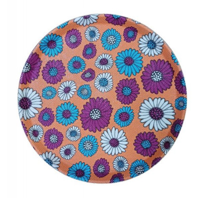 Поднос круглый 28см с антискользящим покрытием, пластик (случайный цвет)