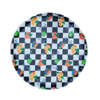 Поднос круглый 40см с антискользящим покрытием, пластик  (случайный цвет)