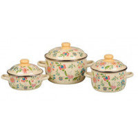 Набор кастрюль №02 ЛУГОВЫЕ ЦВЕТЫ слон. кость(2л+3л+4л )