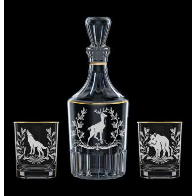 Подарочный набор 3пр. арт.1330-ГЗ4 "Трофейная охота" (графин "Цезарь"+2 стакана 250мл.)