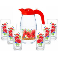 Набор для воды 7пр. арт.1607/6-Д "Маковое поле" (кувшин+6 стаканов)