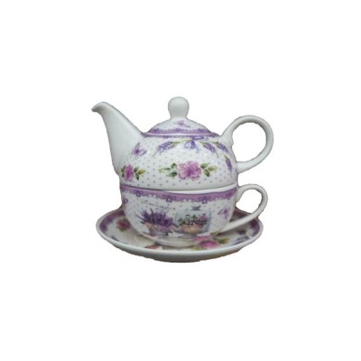 Чайный набор 3пр керамика Лаванда чайник+чашка+блюдце