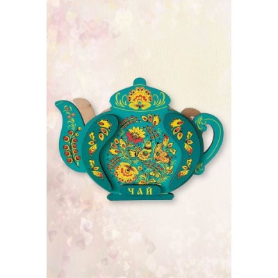Чайный "Чайник-хохлома" с чаем (100 г) сувенирный Т 779