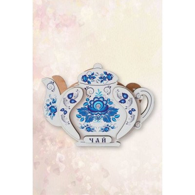 Чайный "Чайник-гжель" с чаем (100 г) сувенирный Т 778